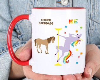 Funny Stepdad Gifts for Step Dad Father's Day Present Step-Dad Gift Idea Pole Dancing Unicorn Step Dad Mug Rainbow Father Coffee Cup 11oz