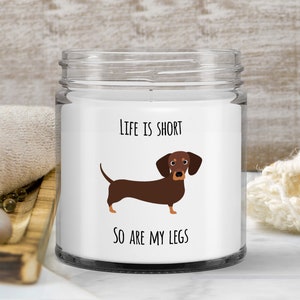 Gift for Weiner Dog Mom Cute Dachshund Gift for Her Wiener Dog Candle Vanilla Scented Soy Wax Blend 9 oz. with Lid Fun Candles