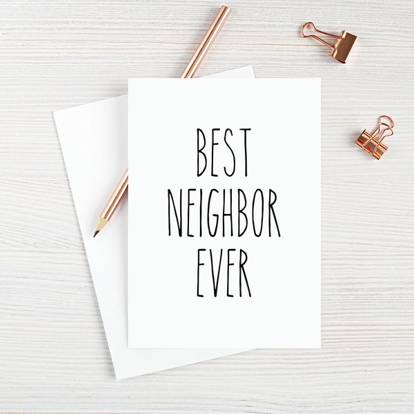 Neighbor Card Neighbor Birthday Card Neighbor Thank You Card Best Neighbor Ever Blank Greeting Card