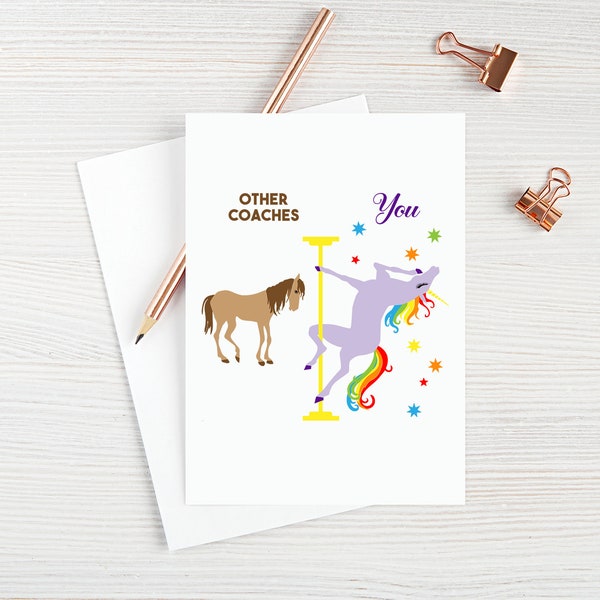 Card for Coach Birthday Card Funny Coach Card For Best Coach Ever Blank Card Unicorn Birthday Card Blank Greeting Card Gymnastics Coach Card