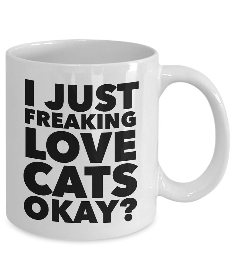 Funny Cat Gifts Funny Cat Mug Cat Lover Mug I Just Freaking Love Cats Okay Ceramic Coffee Cup Cat Mug Cat Lover Gift Men Cat Gifts for Women bild 4