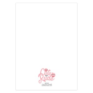 May include: Pink and white logo with the text "Cute But Rude" in a stylized font. The logo includes a pink peach emoji with a frowning face.