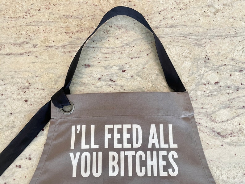 Chef Apron Mens Apron Grilling Apron Funny Apron for Men for Women Cooking Apron Men Apron with Pockets BBQ Apron I'll Feed You Bitches image 3