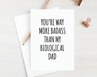 Father's Day Card for Stepdad Badass Stepdad Card Blank Greeting Card Step Dad Card