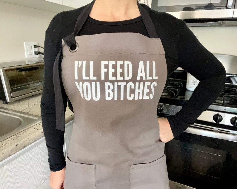 Chef Apron Mens Apron Grilling Apron Funny Apron for Men for Women Cooking Apron Men Apron with Pockets BBQ Apron I'll Feed You Bitches image 2