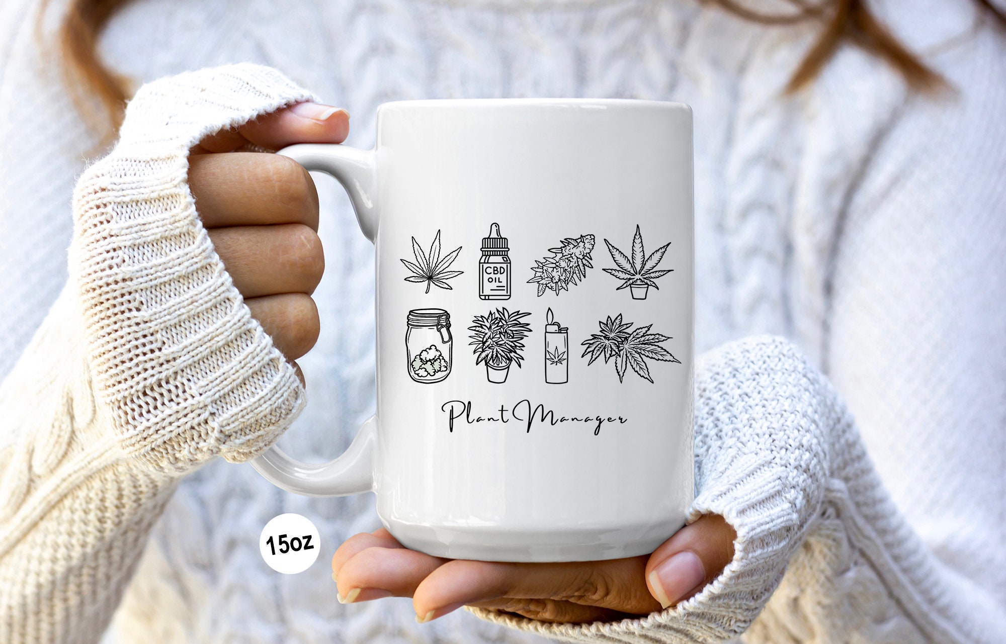 LookHUMAN Funny Coffee Mug - "Coffee In My Cup Weed In My Blunt" White 11 Oz Ceramic Mug, Microwave Safe - View #2