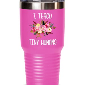 Teaching Tiny Humans Mug Funny Preschool Teacher Tumbler Pre K Kindergarten Gift Daycare Insulated Hot Cold Travel Coffee Cup BPA Free image 2