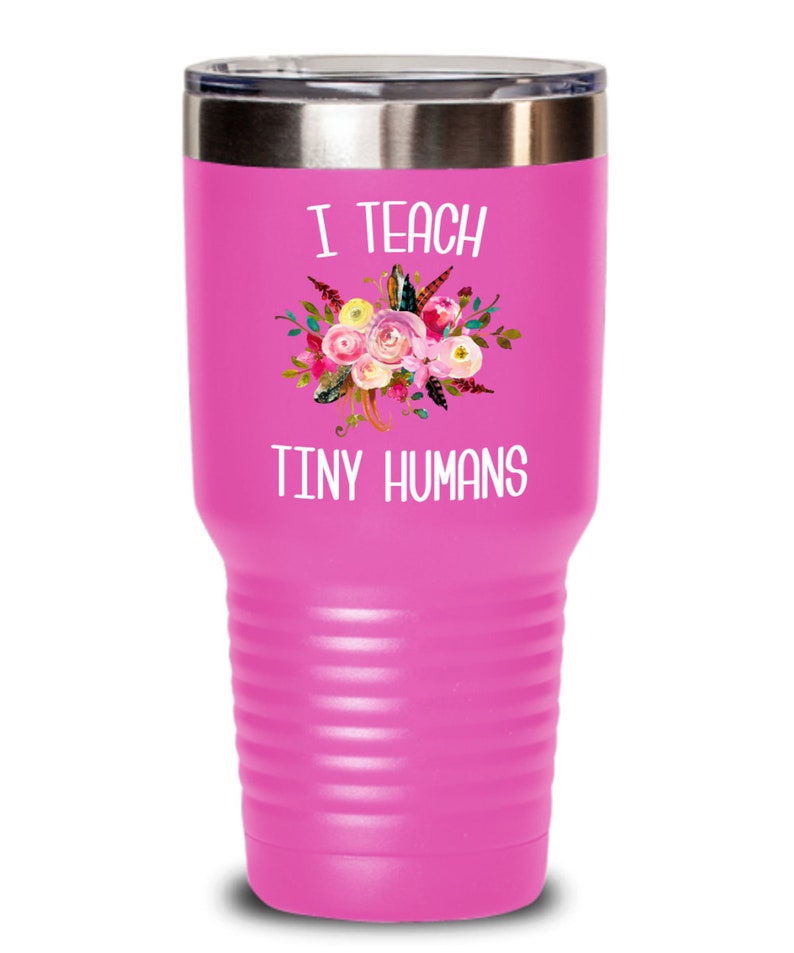 Teaching Tiny Humans Mug Funny Preschool Teacher Tumbler Pre K Kindergarten Gift Daycare Insulated Hot Cold Travel Coffee Cup BPA Free image 2