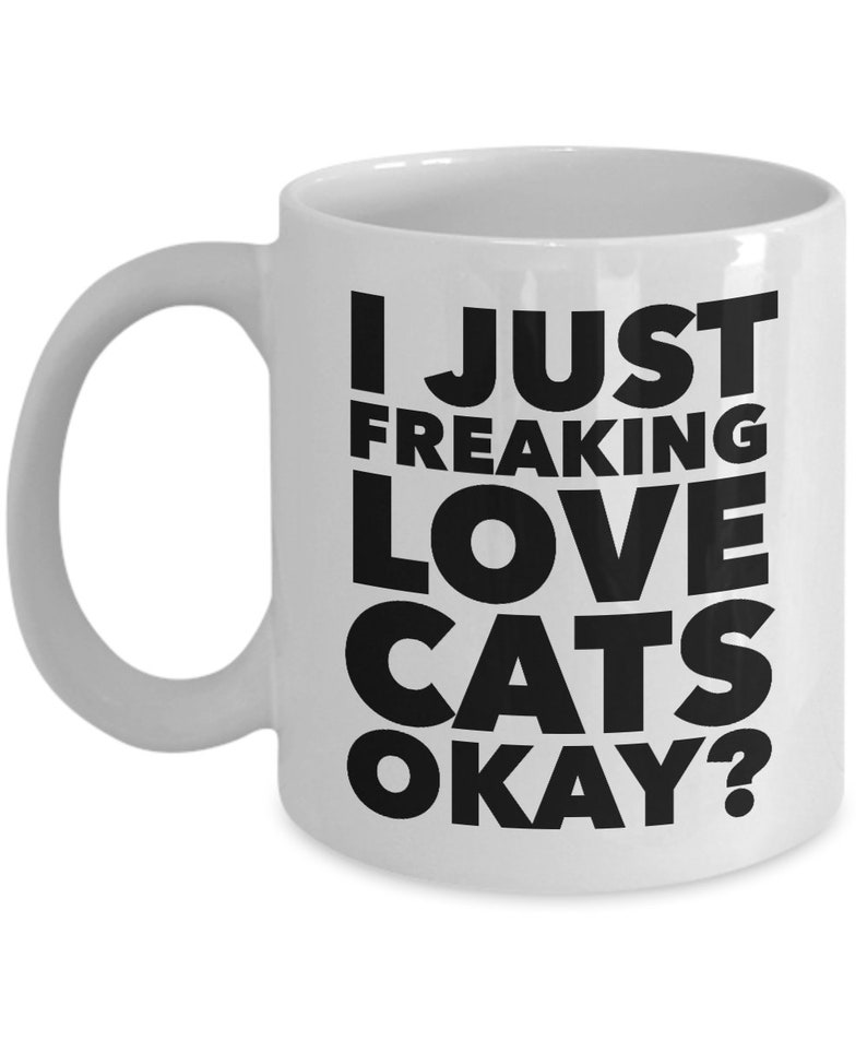 Funny Cat Gifts Funny Cat Mug Cat Lover Mug I Just Freaking Love Cats Okay Ceramic Coffee Cup Cat Mug Cat Lover Gift Men Cat Gifts for Women bild 5