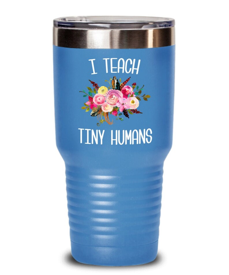 Teaching Tiny Humans Mug Funny Preschool Teacher Tumbler Pre K Kindergarten Gift Daycare Insulated Hot Cold Travel Coffee Cup BPA Free image 1