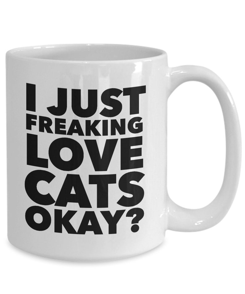Funny Cat Gifts Funny Cat Mug Cat Lover Mug I Just Freaking Love Cats Okay Ceramic Coffee Cup Cat Mug Cat Lover Gift Men Cat Gifts for Women bild 2