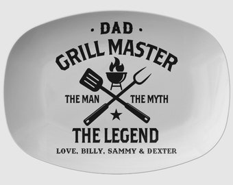 Custom Dad Gift Personalized Papa Gift Fathers Day Gift for Grandpa Serving Plate Grill Master Platter Grilling Gift Meat Plate BBQ Gift
