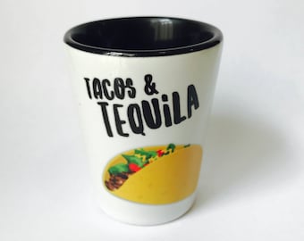 Tacos and Tequila Shot Glass Funny Taco Shot Glasses I Love Tacos Cinco de Mayo Cute Shot Glasses Gifts for Taco Lovers Taco Tuesday Mexican