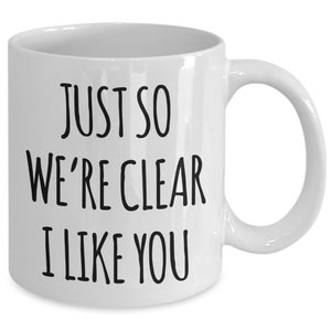 I Like You Mug for a Crush Just So We&#39;re Clear Valentine&#39;s Day Gift for Him Gift for Her Coffee Cup for Valentine&#39;s Day