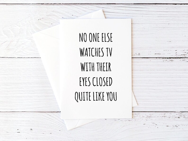Funny Father's Day Card No One Else Watches TV With Their Eyes Closed Quite Like You Blank Greeting Card Stepdad Fathers Day, Step Dad Card image 1