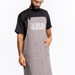 Chef Apron Mens Apron Grilling Apron Funny Apron for Men for Women Cooking Apron Men Apron with Pockets BBQ Apron I'll Feed You Bitches image 4