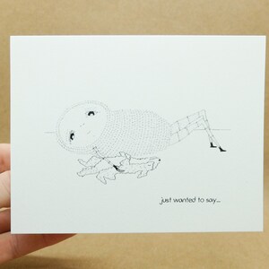 Beau le chien / « Je voulais juste dire » - Carte de voeux 4,25 x 5,5 po. (vierge à l'intérieur) / Enveloppe incluse