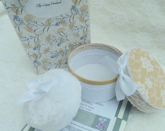 White Mini Puff and Powder Box Gift Bag.