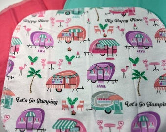 Reusable Paper Towels - Flannel - 1 ply - 10x12 inches - Camping Teal & Salmon