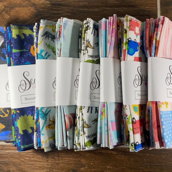 Reusable Flannel Cloths - 8x8 inches - Set of 12