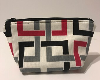 Geometric Make up Bag, Cosmetic Bag, Zippered Pouch, Toiletry Bag, Gift for her, Zip Pouch, Make up Case, Travel Make up Pouch, Make-up Bag