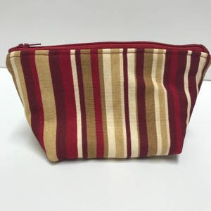 Make up Bag, Small Striped Makeup bag, Zippered Pouch, Gift for her, Cosmetic Bag, Small Travel Bag, Small Toiletry Bag, Birthday Gift