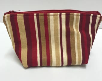 Make up Bag, Small Striped Makeup bag, Zippered Pouch, Gift for her, Cosmetic Bag, Small Travel Bag, Small Toiletry Bag, Birthday Gift