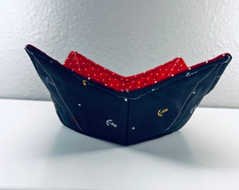 Soup Bowl Cozy, Microwave Bowl Cozy, Nautical - Anchors - Blue and Red