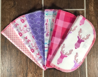 Reusable Flannel Cloths - 8x8 inches - Pink/Purple Set - Set of 12