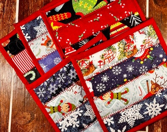 Christmas Mug Rug - single mug rugs