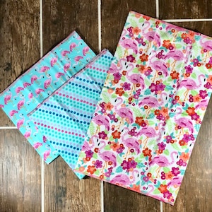 Baby Flannel Burp Cloths - 3 pack Coordinating burp cloths - Flamingo Theme