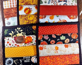 Quilted Fall Mug Rug – Thanksgiving Fabric Trivet