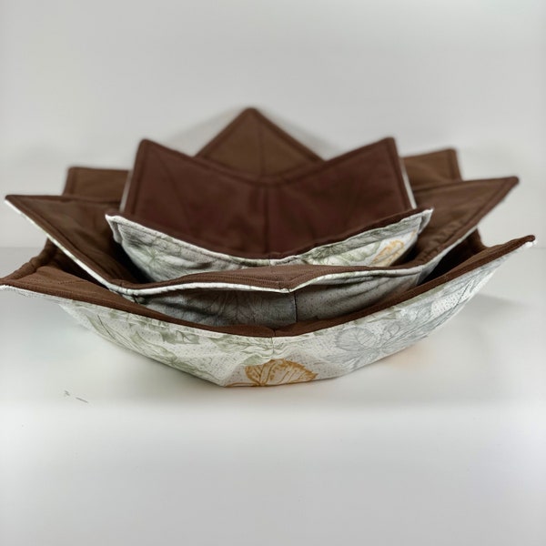 Fall Bowl Cozy, 3 Sizes, Muted Fall Leaves