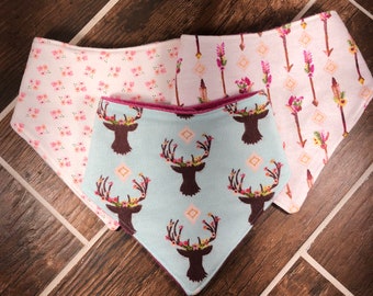 Bandana Bibs, Baby Bibs, Baby Girl Bandana Bibs, Woodland Bandana Bibs, Drool Bibs, Flannel Bandana Bib, Fleece Bandana Bib, Baby Gift