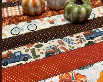 Quilted Fall Table Runner, Thanksgiving Decor, 72-inch Long