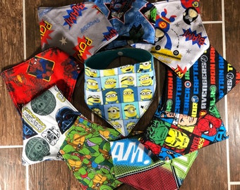 Bandana Bibs, Baby Bibs, Baby Boy Bandana Bibs, Superhero Bandana Bibs, Drool Bibs, Flannel Bandana Bib, Fleece Bandana Bib, Baby Gift