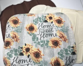 Reusable Paper Towels - Flannel - 1 ply - 10x12 inches - Sunflowers - Yellow & Brown