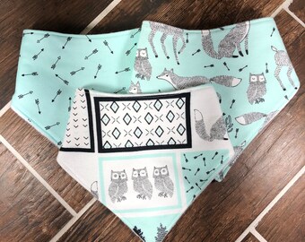 Bandana Bibs, Baby Bibs, Baby Boy Bandana Bibs, Woodland Bandana Bibs, Drool Bibs, Flannel Bandana Bib, Fleece Bandana Bib, Baby Gift