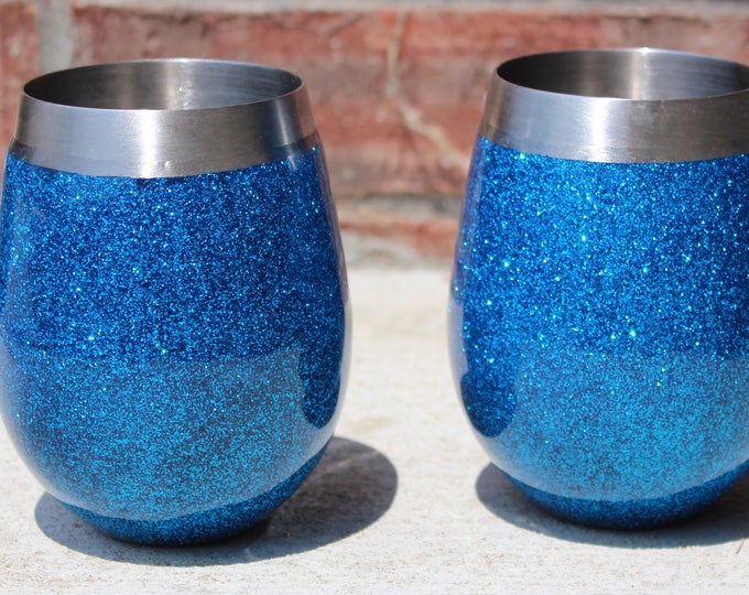 Stainless Steel Glitter Wine Glasses w/o decal! Made to order!
