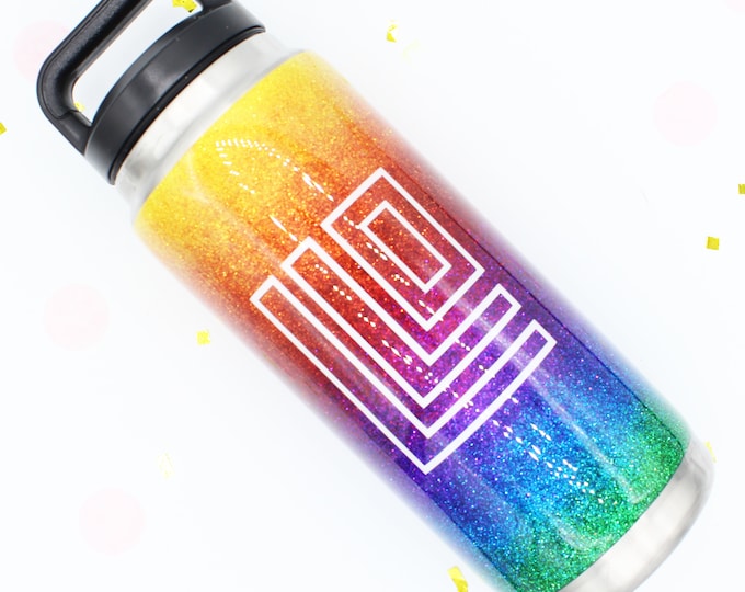 Ombre Glitter 26 oz Yeti Bottle.  Made to order with a custom decal!