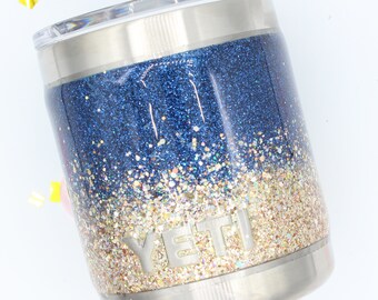 10 oz Lowball Ombre Chunky Glitter SEALED Stainless Tumbler without decal. Made to order!!!