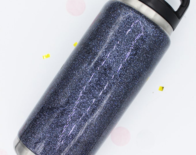36 oz Glittered Yeti Bottle with Decal.  Made to order!