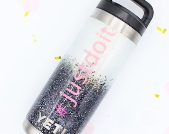 Handmade Ombre Glitter Yeti Tumbler: Custom Decal, 18 oz Stainless Steel