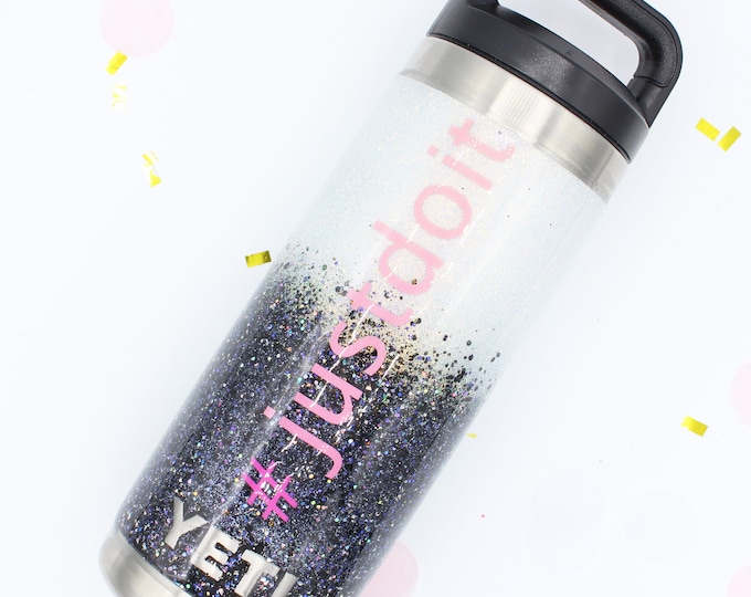 18 oz Bottle Ombre Chunky Glitter SEALED Stainless Tumbler with custom decal. Made to order!!!