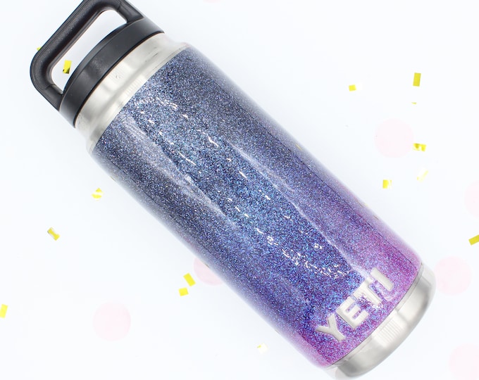 36 oz Ombre Glitter Yeti Bottle without decal.  Made to order!