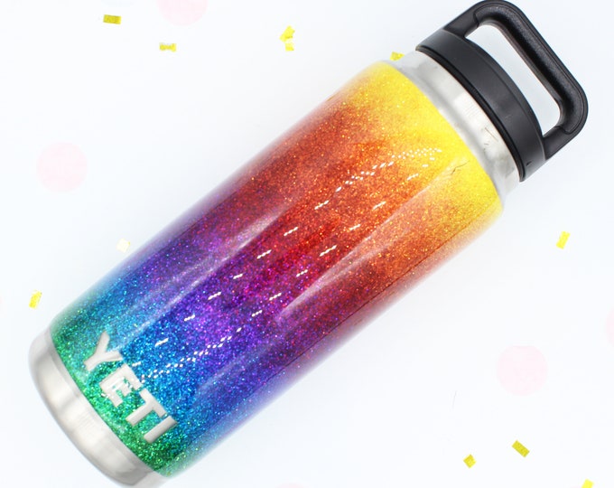 36 oz Ombre Glitter Yeti Bottle.  Made to order without decal.
