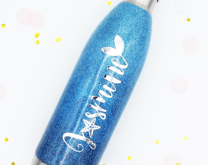 25 oz Swell Ombre Glitter SEALED Stainless Bottle with decal. Made to order!!!