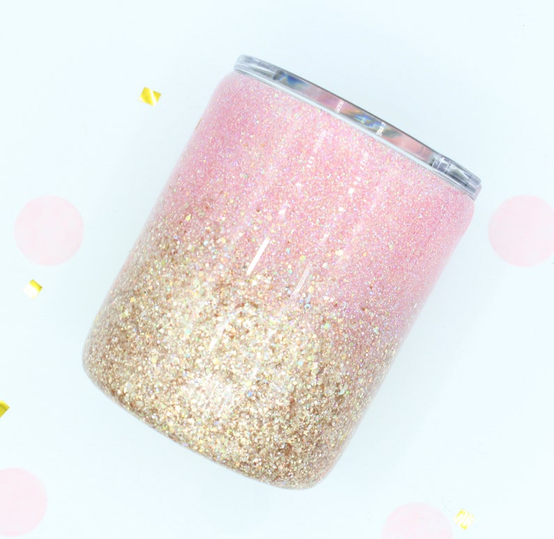 10 oz Lowball Ombre Chunky Glitter SEALED Stainless Tumbler without decal Made to order!!!