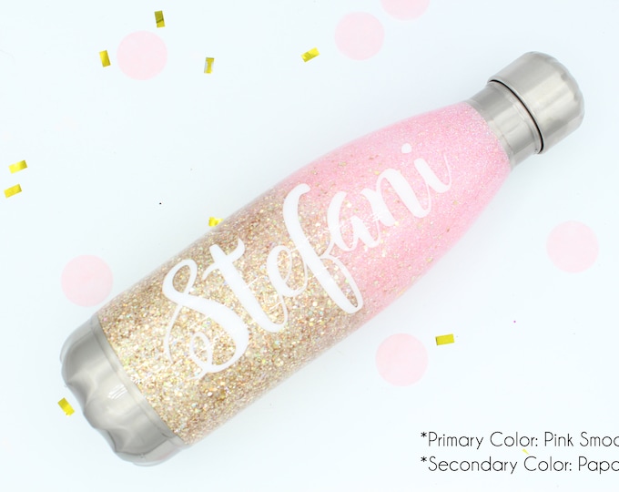 9 oz Swell Ombre Chunky Glitter SEALED Stainless Bottle with decal. Made to order!!!