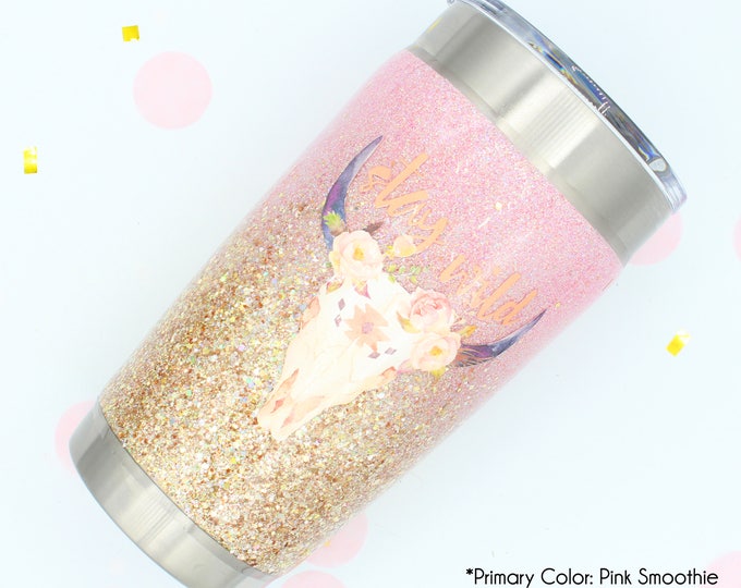 20 oz Ombre Chunky Glitter Tumbler 20 oz. With Decal Made to order!